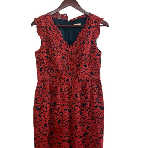 Shoshanna Red and Black Sheath Midi Dress - Picture 1 of 7